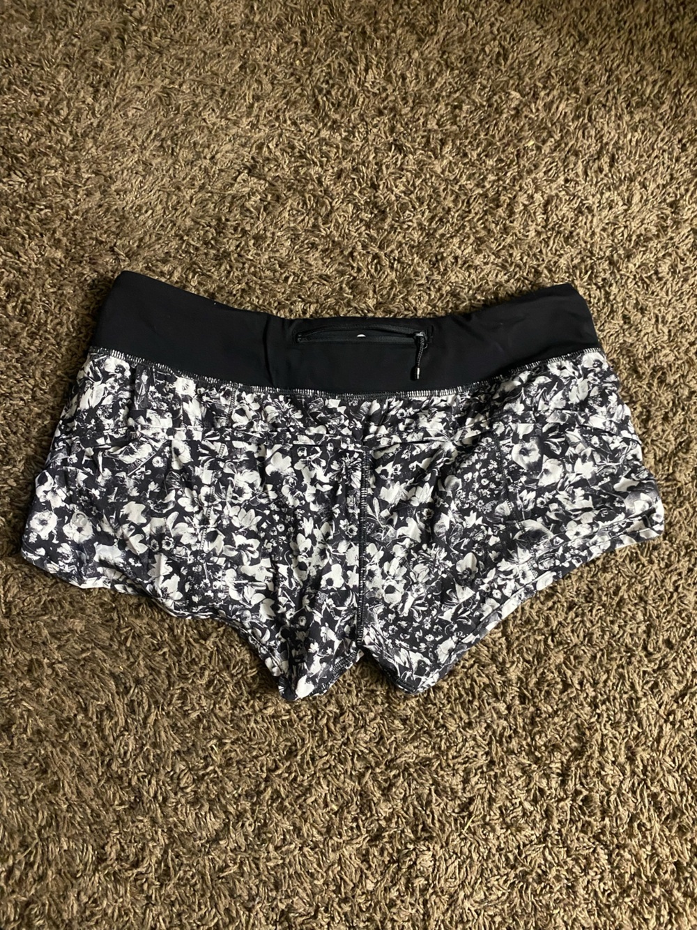 Lululemon Women's Black & White Floral Active Shorts